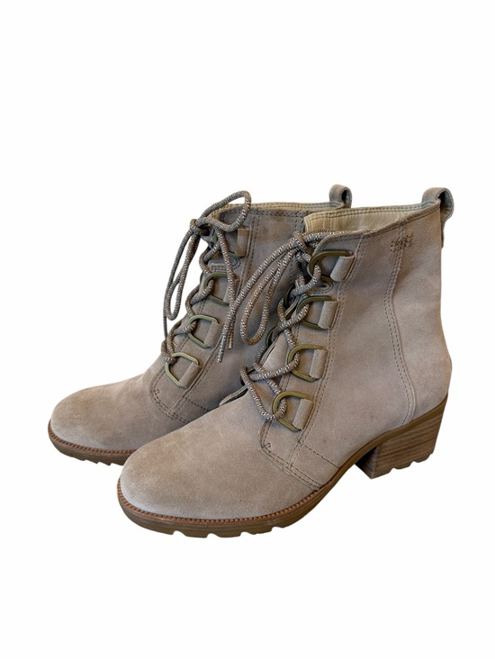 Sorel Shoes - Sorel Women's Cate Lace Block Heel Ankle Booties Taupe Suede Size 8 Comfort